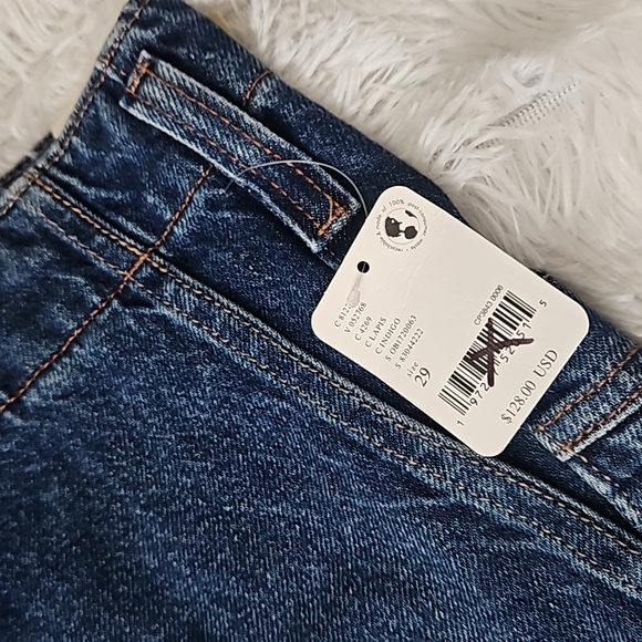 NWT Free People We The Free Major Leagues Mid-Rise Cuffed Jeans Lapis - Picture 6 of 16